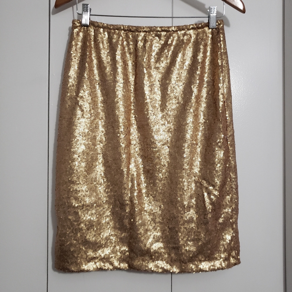 Axis gold sequin stretch waist skirt  L